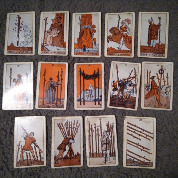 Antique c.1919 ORIGINAL de Laurence's RARE ORANGE deck Tarot Cards - Picture 10 of 12